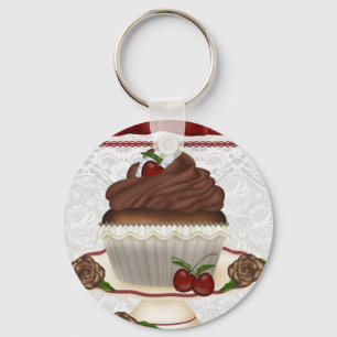 Chocolate Cherry Cupcake Keychain