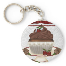 Chocolate Cherry Cupcake Keychain