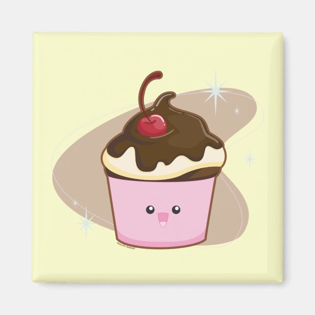 Chocolate Cherry Cupcake Magnet (Front)