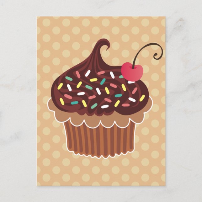 Chocolate & Cherry Cupcake Postcard (Front)