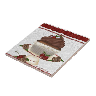 Chocolate Cherry Cupcake Tile