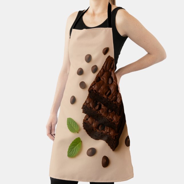 Chocolate Chip Brownie Flat Lay with Mint Sprigs Apron (Insitu)