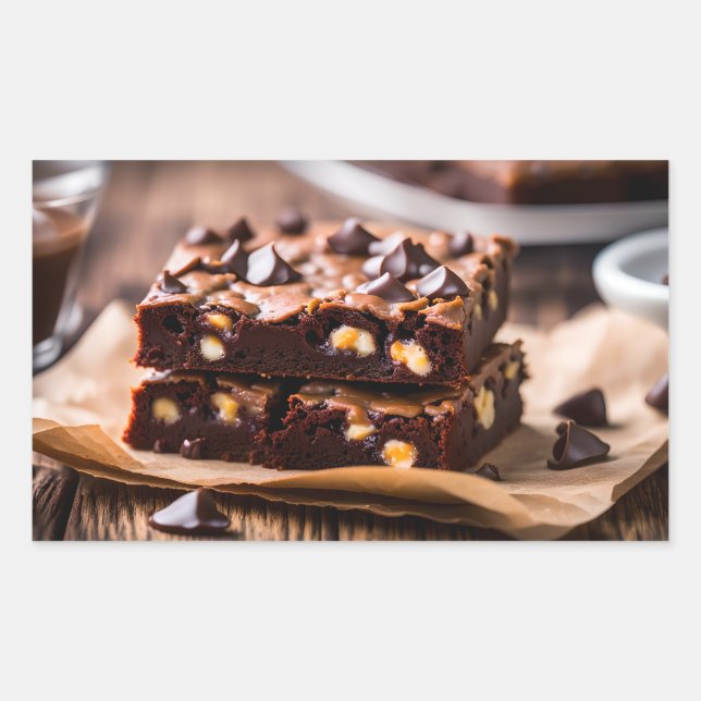 Chocolate Chip Brownies Rectangular Sticker (Front)