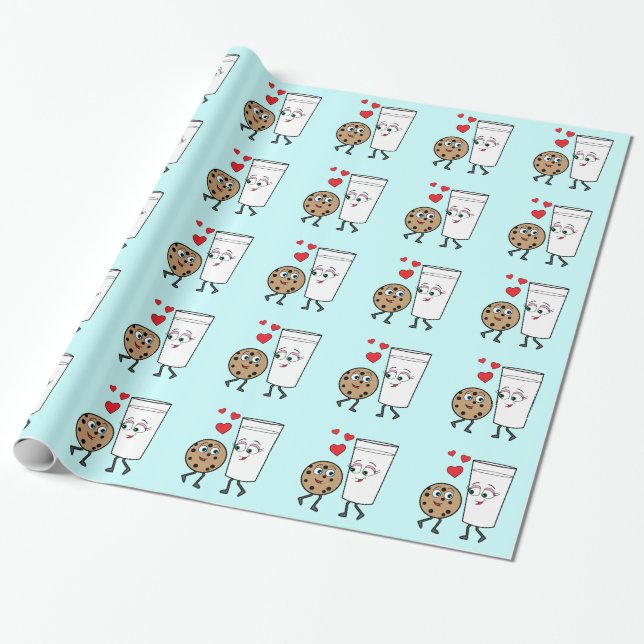 Chocolate Chip Cookie and Milk Wrapping Paper (Unrolled)