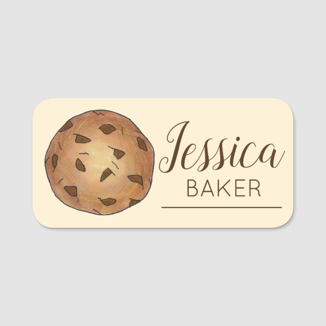 Chocolate Chip Cookie Bakery Pastry Chef Dessert Name Tag (Front)