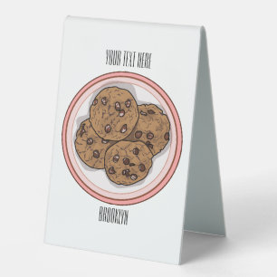 Chocolate chip cookie cartoon illustration 