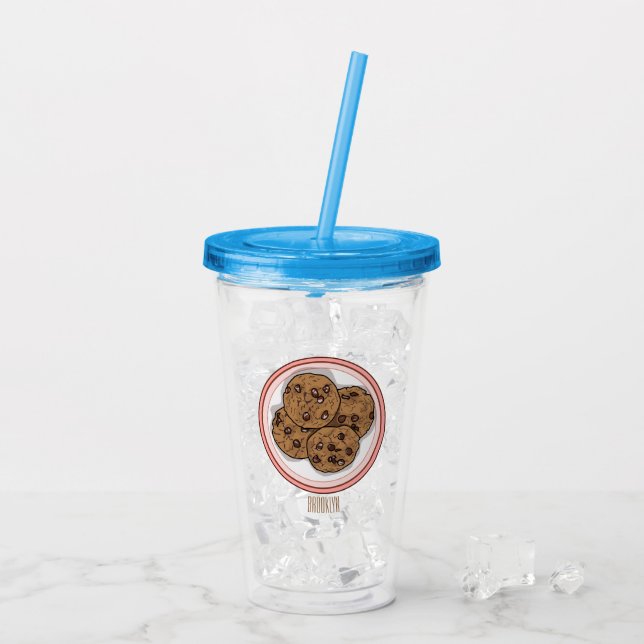 Chocolate chip cookie cartoon illustration  acrylic tumbler (Back Ice)