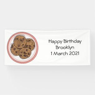 Chocolate chip cookie cartoon illustration banner