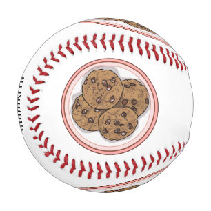 Chocolate chip cookie cartoon illustration baseball