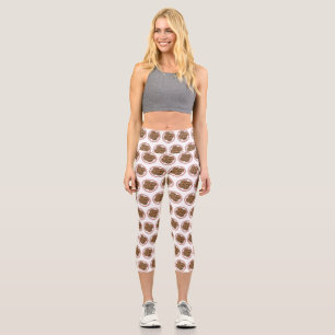 Chocolate chip cookie cartoon illustration capri leggings