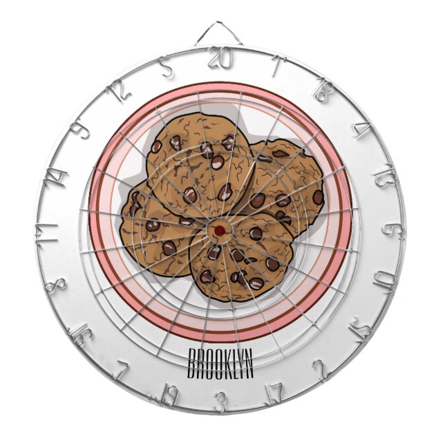 Chocolate chip cookie cartoon illustration  dartboard (Front)