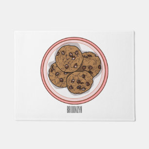 Chocolate chip cookie cartoon illustration  doormat