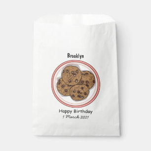 Chocolate chip cookie cartoon illustration  favour bag