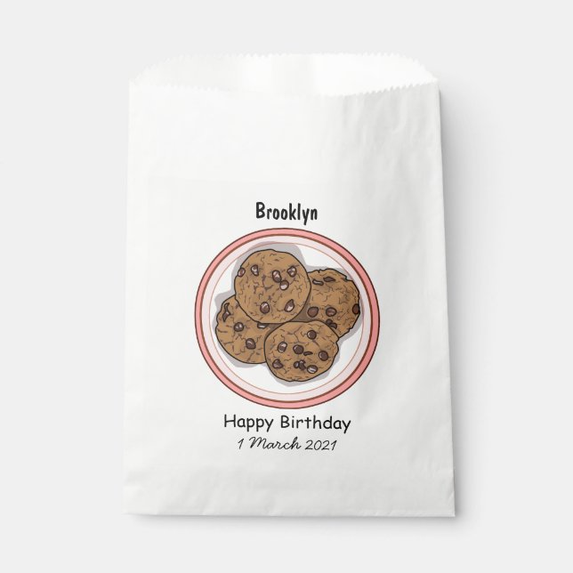 Chocolate chip cookie cartoon illustration  favour bag (Front)