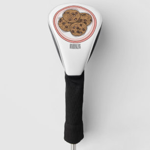 Chocolate chip cookie cartoon illustration golf head cover