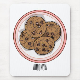 Chocolate chip cookie cartoon illustration  mouse pad