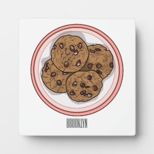 Chocolate chip cookie cartoon illustration plaque