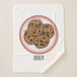 Chocolate chip cookie cartoon illustration sherpa blanket