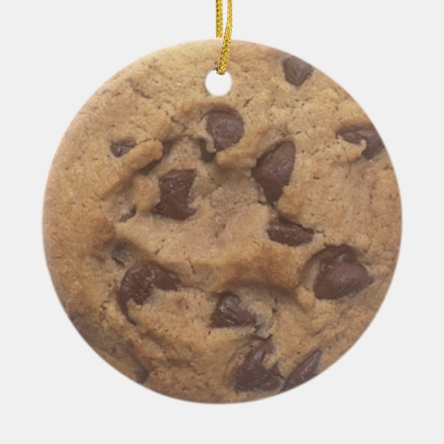 Chocolate chip cookie ceramic tree decoration (Front)