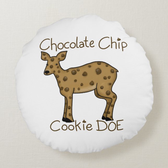 Chocolate Chip Cookie Doe Round Cushion (Back)