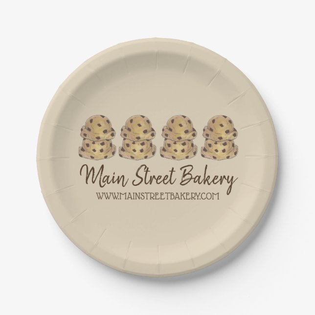 Chocolate Chip Cookie Dough Bakery Pastry Chef Paper Plate (Front)