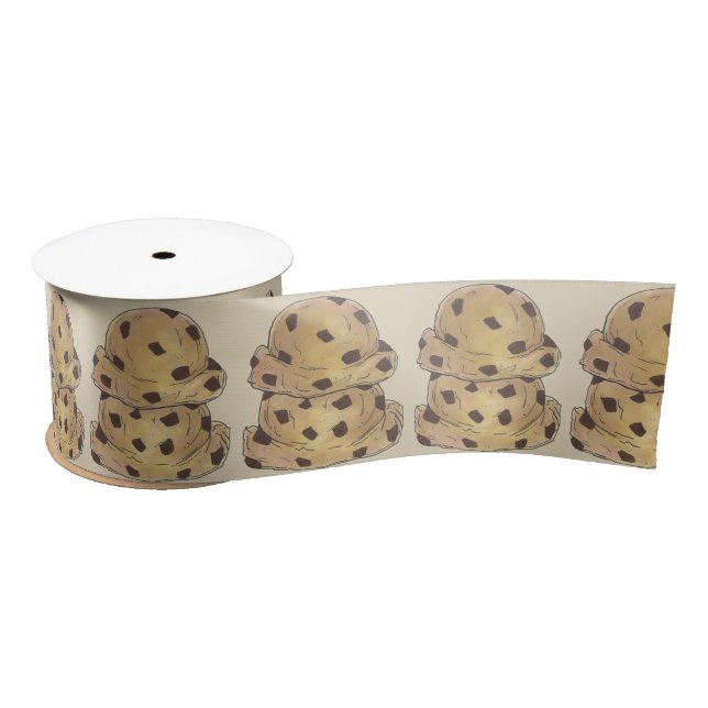 Chocolate Chip Cookie Dough Bakery Pastry Chef Satin Ribbon (Spool)