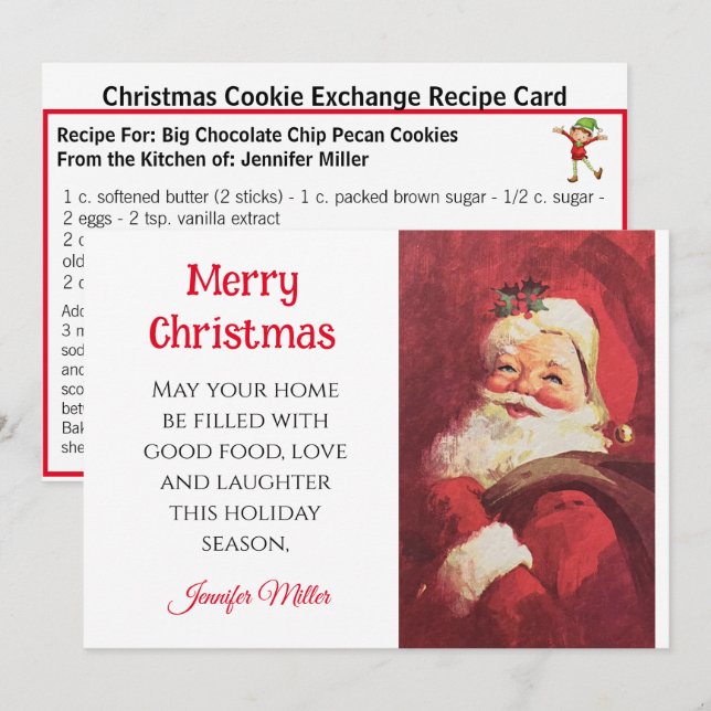 Chocolate Chip Cookie Exchange Recipe Christmas  Holiday Card (Front/Back)