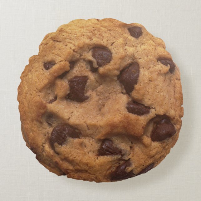 Chocolate Chip Cookie Funny Look Round Cushion (Front)