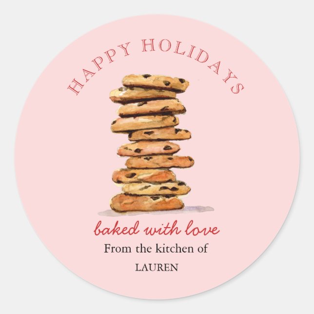 Chocolate chip cookie Happy Holidays  Classic Round Sticker (Front)