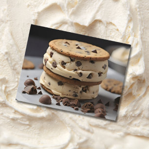 chocolate chip cookie ice cream sandwich postcard