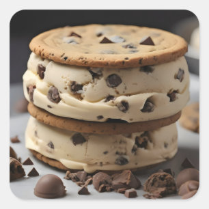chocolate chip cookie ice cream sandwich square sticker