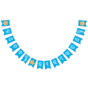 Chocolate Chip Cookie Kids 1st Birthday Party Blue Bunting