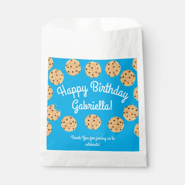 Chocolate Chip Cookie Kids 1st Birthday Party Blue Favour Bag (Front)