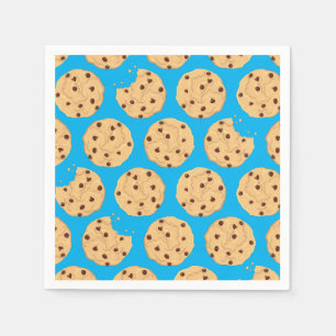 Chocolate Chip Cookie Kids 1st Birthday Party Blue Napkin