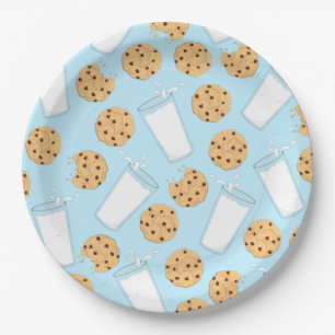 Chocolate Chip Cookie Kids 1st Birthday Party Blue Paper Plate