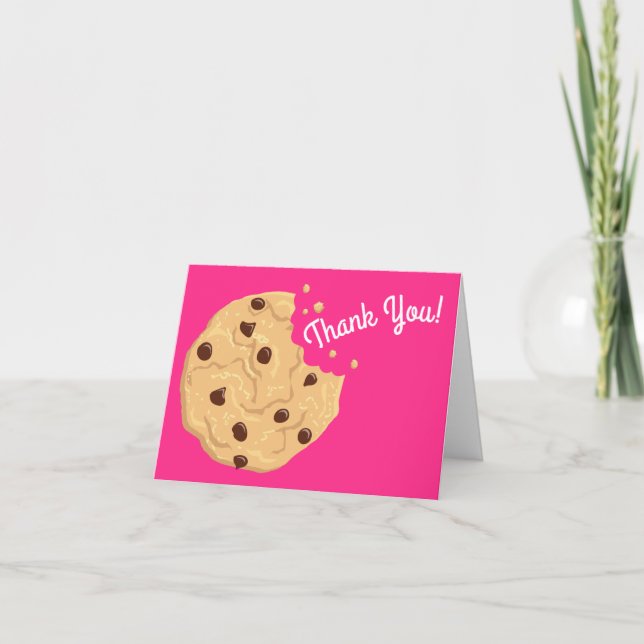 Chocolate Chip Cookie Kids 1st Birthday Party Pink Card (Front)