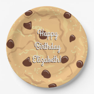 Chocolate Chip Cookie Kids 1st Birthday Party Pink Paper Plate