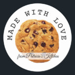 Chocolate Chip Cookie Made With love Classic Round Sticker<br><div class="desc">Made With love From The Kitchen Of Stickers-Chocolate chip cookie  decorates the personalised kitchen baking stickers.</div>