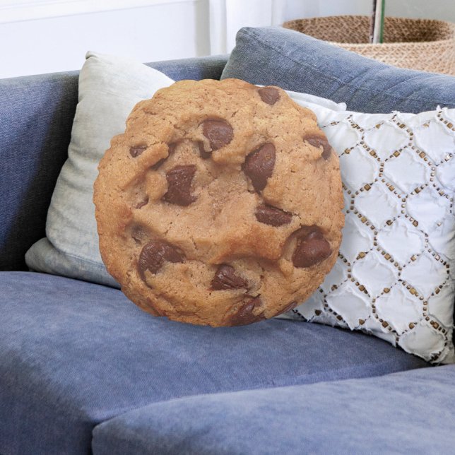 Chocolate Chip Cookie Novelty Round Cushion (Novelty fun chocolate chip cookie throw pillow from Ricaso. Round pillow in a cookie food design)