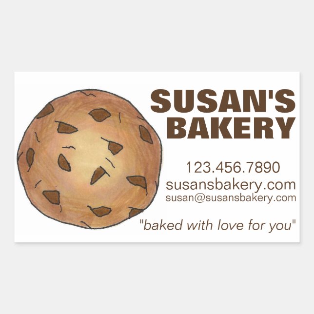 Chocolate Chip Cookie Personalised Bakery Stickers (Front)