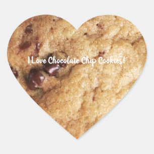 Chocolate Chip Cookie Personalised Text Heart Sticker