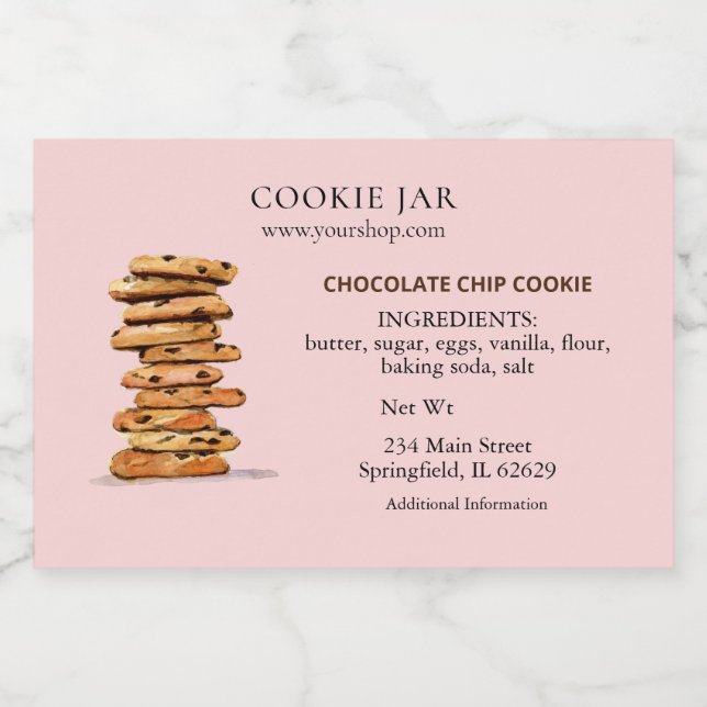 Chocolate chip cookie Pink Bakery  Food Label (Single Label)