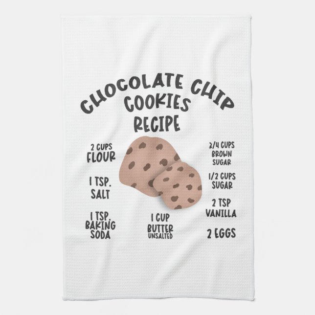 Chocolate Chip Cookie Recipe Tea Towel (Vertical)