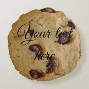 Chocolate chip cookie round pillow