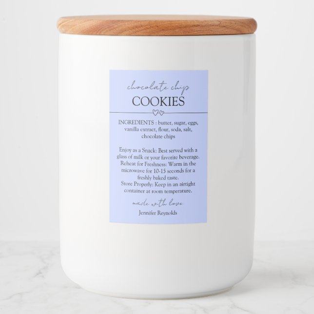 Chocolate Chip Cookie Simple lilac Food Label (Front)