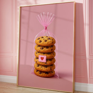 Chocolate Chip Cookie Wall Art, Cute Kitchen  Poster