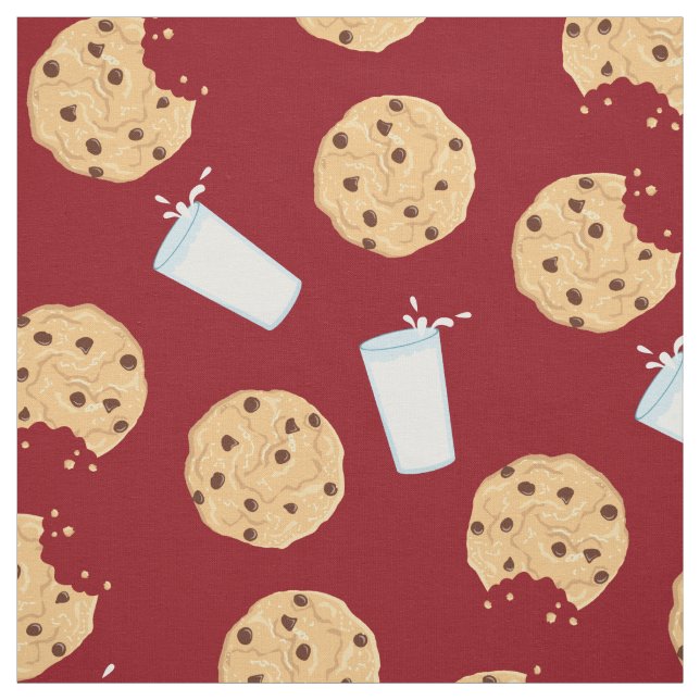 Chocolate Chip Cookies and Milk Cute Kids Fabric (Swatch)