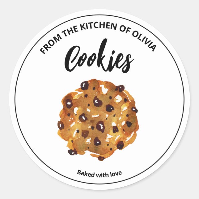 Chocolate Chip Cookies Baked with love sticker (Front)