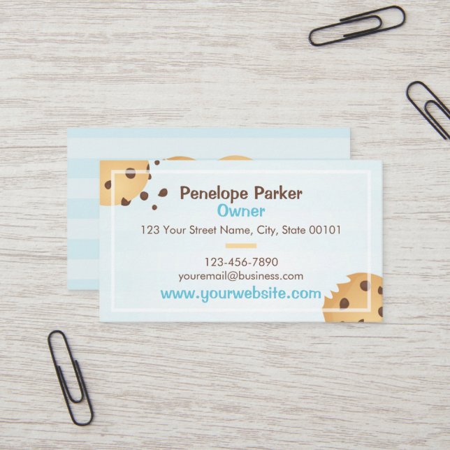 Chocolate Chip Cookies Bakery Business Card (Front/Back In Situ)