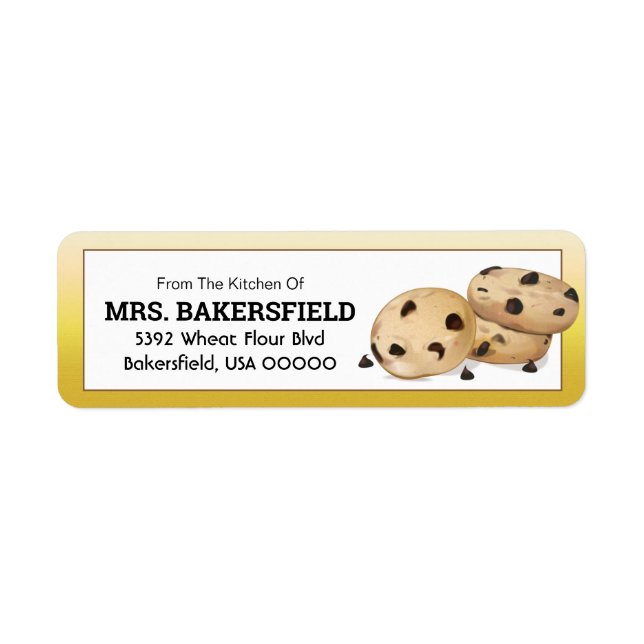 Chocolate Chip Cookies Baking Gift Return Address Label (Front)